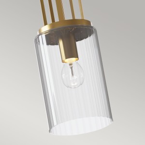 Lampa wisząca Kimrose Elstead Lighting 1xE27 60W, żebrowane szkło, szczotkowany naturalny mosiądz.