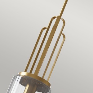 Lampa wisząca Kimrose Elstead Lighting w kolorze szczotkowanego naturalnego mosiądzu.