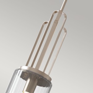 Lampa wisząca Kimrose Elstead Lighting 1xE27 60W, stal polerowany nikiel, szkło żebrowane.