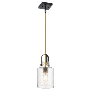 Lampa wisząca Kitner Elstead Lighting E27 60W stal i szkło z bąbelkami powietrza naturalny mosiądz