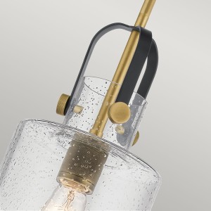 Lampa wisząca Kitner Elstead Lighting z mosiądzu, szkło z bąbelkami powietrza