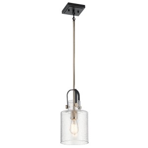 Lampa wisząca Kitner Elstead Lighting polerowany nikiel ze szklanym kloszem z bąbelkami powietrza.