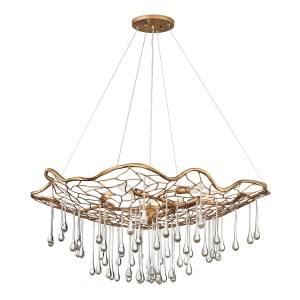 Lampa wisząca Laguna Elstead Lighting 6xE14 40W ze złoconymi szklanymi kroplami.