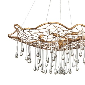 Lampa wisząca Laguna Elstead Lighting 6xE14 40W Stal Szkło Oksydowane złoto elegancka i nowoczesna.