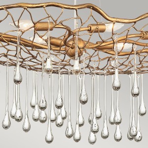 Lampa wisząca Laguna Elstead Lighting 8xE14 40W stal szkło oksydowane złoto oryginalny design.