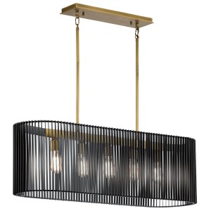 Lampa wisząca Linara Elstead Lighting 5xE27 60W Stal Czarne/Naturalny mosiądz.