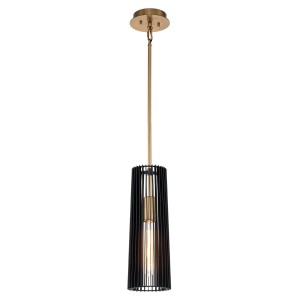 Lampa wisząca Linara QN-LINARA-P-BK Quintiesse 1xE27 60W Stal Czarne/ Naturalny mosiądz