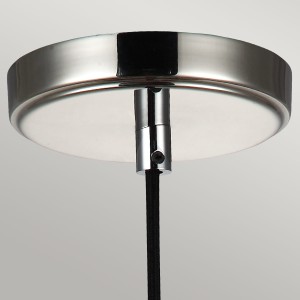 Lampa wisząca Loras Elstead Lighting 1xE27 60W Stal Szkło z bąbelkami powietrza Chrom detal plafonu.