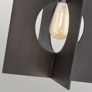 Lampa wisząca Ludlow Elstead Lighting 1xE27 60W Stal Grafit, widok z bliska na żarówkę w stalowej oprawie.