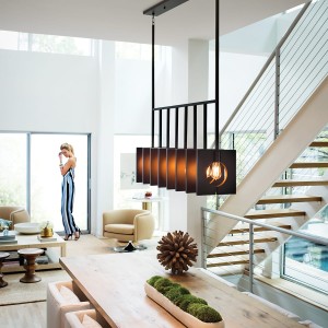 Lampa wisząca Ludlow Elstead Lighting 8xE27 60W stal grafit w nowoczesnym wnętrzu.