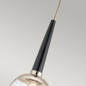 Lampa wisząca Marilyn Elstead Lighting z polerowanym niklem i szkłem z bąbelkami powietrza.