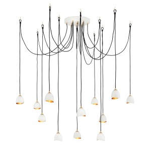Lampa wisząca Nula Elstead Lighting, stal biało-złote 12xE14 40W.