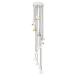 Lampa wisząca Nula Elstead Lighting 12xE14 40W w kolorze biało-złotym.
