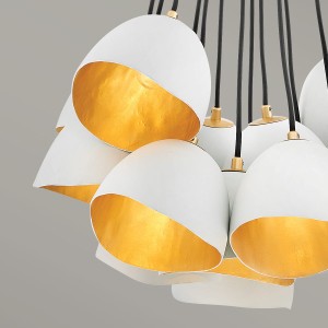 Lampa wisząca Nula Elstead Lighting 15xE14 40W stal biało-złote klosze.