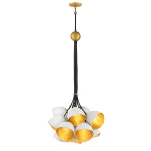 Lampa wisząca Nula Elstead Lighting 15xE14 40W Stal Biało-złote.