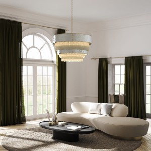 Lampa wisząca Reverie Elstead Lighting w salonie.