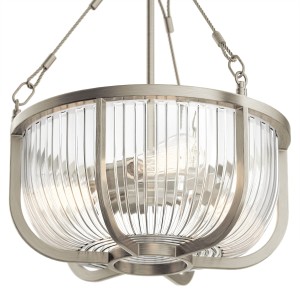 Lampa wisząca Roux Elstead Lighting 3xE27 60W Stal, Szkło żebrowane Szczotkowany nikiel.