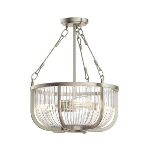 Lampa wisząca Roux Elstead Lighting z żebrowanym szkłem i szczotkowanym niklem.