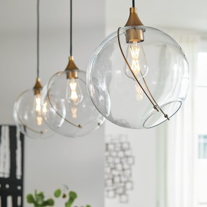 Lampa wisząca Skye Elstead Lighting 1xE27 60W Stal Szkło Stary mosiądz.