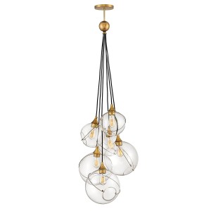 Lampa wisząca/żyrandol Skye Elstead Lighting 6xE27 60W Stal, Szkło Stary mosiądz.