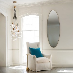 Lampa wisząca/żyrandol Skye Elstead Lighting 6xE27 60W Stal, Szkło Stary mosiądz w eleganckim wnętrzu.
