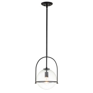Lampa wisząca Somerset Elstead Lighting 1xE27 60W czarna stal szkło z bąbelkami powietrza.