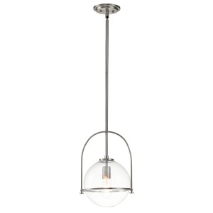 Lampa wisząca Somerset Elstead Lighting 1xE27 60W, stal, szkło z bąbelkami powietrza, szczotkowany nikiel