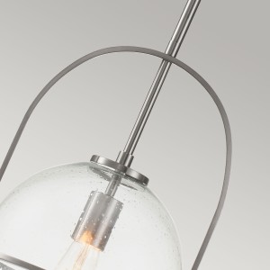 Lampa wisząca Somerset Elstead Lighting, szkło z bąbelkami, szczotkowany nikiel.