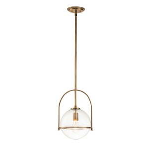 Lampa wisząca Somerset Elstead Lighting 1xE27 60W Stal Szkło z bąbelkami powietrza Stary mosiądz.