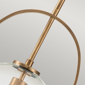 Lampa wisząca Somerset Elstead Lighting, stal i szkło z bąbelkami powietrza, stary mosiądz.