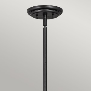 Lampa wisząca Somerset Elstead Lighting czarna stal szkło opalowe.