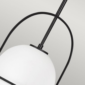 Lampa wisząca Somerset Elstead Lighting 1xE27 60W stal szkło opalowe czarne.