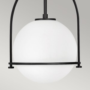Lampa wisząca Somerset Elstead Lighting 1xE27 60W, stal czarna, szkło opalowe.
