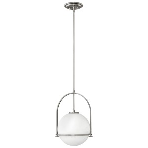 Lampa wisząca Somerset Elstead Lighting ze szkła opalowego i szczotkowanego niklu.