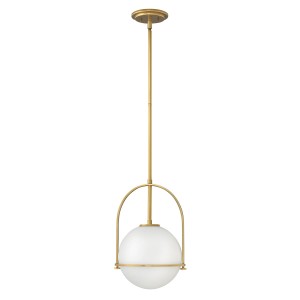 Lampa wisząca Somerset Elstead Lighting ze starym mosiądzem i opalowym szkłem.