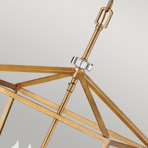 Lampa wisząca/żyrandol Stinson Elstead Lighting 4xE14 60W Stal, Kryształ Przecierany mosiądz detal.