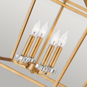 Lampa wisząca żyrandol Stinson Elstead Lighting z żarówkami E14 i kryształowymi elementami w stalowej ramie.