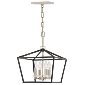 Lampa wisząca Żyrandol Stinson QN-STINSON-4P-M-BK Quintiesse 4xE14 60W Stal, Kryształ Czarne/ Polerowany nikiel