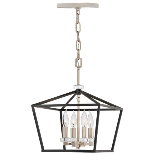 Lampa wisząca Żyrandol Stinson QN-STINSON-4P-M-BK Quintiesse 4xE14 60W Stal, Kryształ Czarne/ Polerowany nikiel