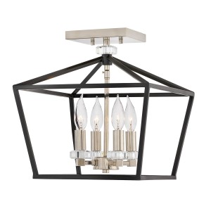Lampa wisząca/żyrandol Stinson Elstead Lighting 4xE14 60W Stal Kryształ Czarne Polerowany nikiel