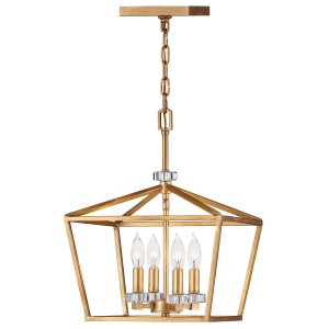 Lampa wisząca/żyrandol Stinson Elstead Lighting 4xE14 60W stal kryształ przecierany mosiądz