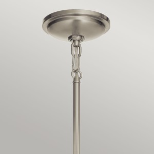 Lampa wisząca Tollis Elstead Lighting 1xE27 40W, stal, szkło żebrowane, białe, szczotkowany nikiel.