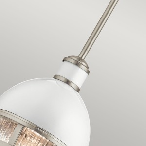 Lampa wisząca Tollis Elstead Lighting 1xE27 40W Stal, Szkło żebrowane Białe/Szczotkowany nikiel.