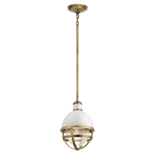 Lampa wisząca Tollis QN-TOLLIS-MP-NBR Quintiesse 1xE27 40W Stal, Szkło żebrowane Białe/ Naturalny mosiądz
