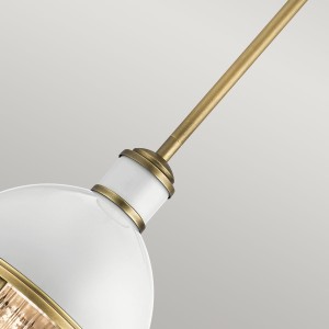 Lampa wisząca Tollis Elstead Lighting z żebrowanym szkłem i mosiężnymi elementami.