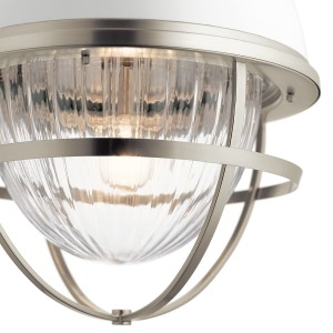 Lampa wisząca Tollis Elstead Lighting z żebrowanym szkłem i wykończeniem w szczotkowanym niklu.