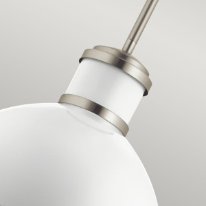 Lampa wisząca Tollis Elstead Lighting z białym szkłem żebrowanym i szczotkowanym niklem.