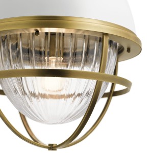 Lampa wisząca Tollis Elstead Lighting ze szkłem żebrowanym i stalowymi elementami w kolorze naturalnego mosiądzu