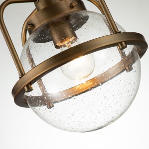 Lampa wisząca Triocent Elstead Lighting 1xE27 60W z kloszem ze szkła z bąbelkami powietrza w kolorze naturalnego mosiądzu.
