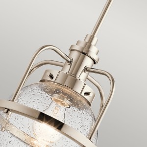 Lampa wisząca Triocent Elstead Lighting 1xE27 60W Polerowany nikiel, piękne szkło z bąbelkami powietrza.